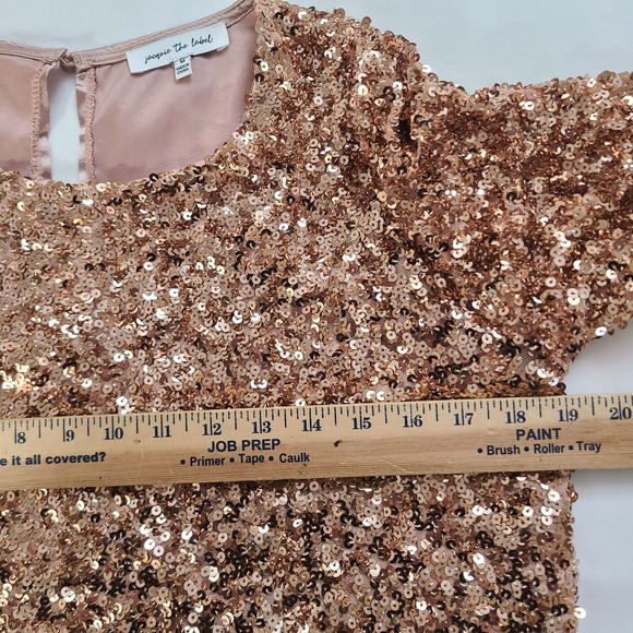 Jacquie The Label 3/4 Sleeve Rose Gold Sequin Crop Top Cocktail Party Size M - Picture 7 of 9